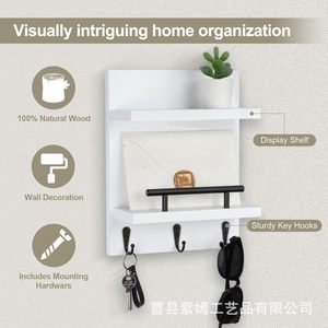 Wall Mounted <b>Shelf</b> With <b>Hooks</b> And Bar 3.6 Inch Key Organizer For Home Storage - Product Image 4