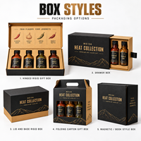 Boîte cadeau de sauce piquante à marque privée, quatre bouteilles, emballage personnalisé en carton imprimé