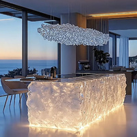 R070 Bureau d'accueil contemporain en cristal transparent avec éclairage LED, écologique, résistant aux UV et aux intempéries, pour hôtels et commerces de détail