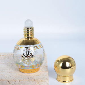 Flacon d'Attar de Luxe Mini 6ml en Verre avec Bouchon Sphérique Doré Imprimé Cœur, Portable et Rechargeable pour Parfum <span class=keywords><strong>Oud</strong></span> - Product Image 1