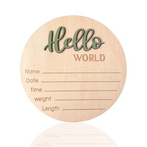 Panneau d'annonce de naissance en bois de 5,9 pouces « Hello World » pour nouveau-nés, idéal pour la fête prénatale, l'hôpital et la crèche, pour garçons et filles - Product Image 3