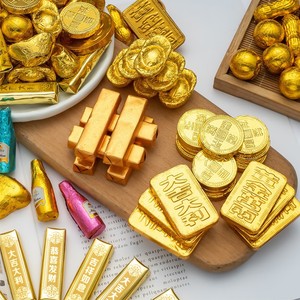 Barres d'or, pièces d'or, lingots rectangulaires, fournitures de décoration de gâteaux en plastique, décorations de fête d'anniversaire, cadeaux de mariage - Product Image 1