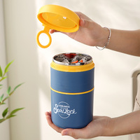 Mug de petit-déjeuner grande capacité en acier inoxydable 304 avec couvercle isotherme et cuillère, portable, design créatif multicouche, pour étudiants et bureau