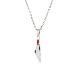 도매 사용자 정의 로고 금속 스테인레스 스틸 팔레스타인지도 목걸이 - Product Image 5