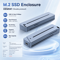 Boîtier SSD M.2 NVMe SATA double protocole sans outil, 10 Gbps USB3.2 Gen2, boîtier entièrement en aluminium compatible avec les SSD M-Key jusqu'à 8 To