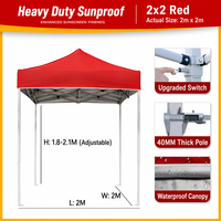 Tonnelle pliante 2x2m - Tente pop-up imperméable et résistante à la neige pour jardin, fêtes et expositions