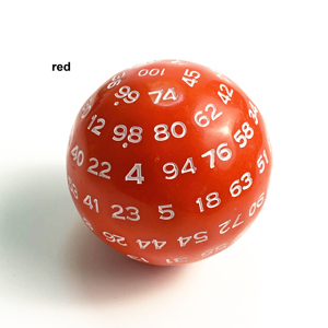 100 Mặt Hai Mặt Dnd Rpg Màu Đỏ Xanh Dương Xanh Lá Cây Màu Vàng Tím 1-100 <span class=keywords><strong>D100</strong></span> Quả Cầu Nhựa Hình Cầu - Product Image 1