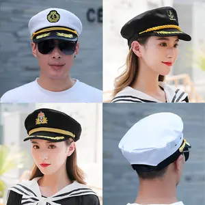 Topi pelaut anak-anak Navy putih, seragam Retro pria dan wanita dewasa
