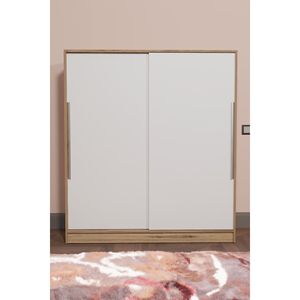 Armoire coulissante moderne en pin à 2 portes avec 11 étagères et 2 tiroirs, meuble de rangement autoportant pour chambre à coucher, idéal pour les petits espaces - Product Image 4