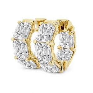 ต่างหูห่วงเพชรทรง Asscher ชุบทอง 18K 14K สุดหรู ต่างหูแบบ Huggie สำหรับทุกเพศ ต่างหูแบบ Eternity สำหรับงานแต่งงาน ของขวัญ - Product Image 1
