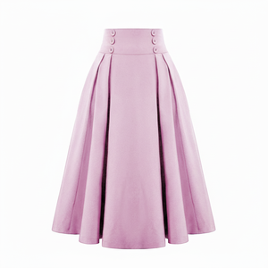 25 Nuevas Faldas de Poliéster Antiarrugas con Botones Estilo Imperio Vintage, Comercio Exterior Europeo Americano, Ebay, AliExpress, Combinables para Mujer - Product Image 1