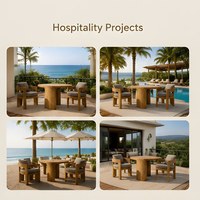 Meubles de jardin en teck, table et chaises d'extérieur pour hôtel, ensemble de salle à manger pour resort, meubles de patio pour villa, meubles d'extérieur pour restaurant