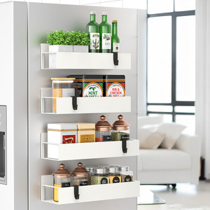 Metal 4 Pack <b>Magnetic</b> Spice Storage Rack Organizer for Refrigerator and Oven, Black Fridge Organizers and Storage - Product Image 2