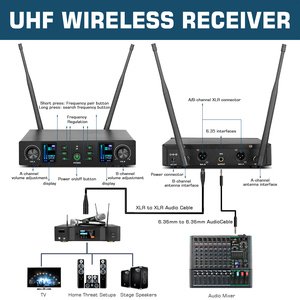 Micrófono Inalámbrico Cardioide de Condensador Profesional DX11 con Reducción de Ruido y Construcción Metálica para Karaoke de 2 Canales - Product Image 4