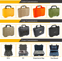 Boîte de rangement pour outils en matériau PP noir, anti-poussière, avec mousse antichoc, robuste, étanche IP67, en plastique dur