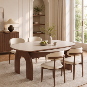 Ensemble de table à manger extensible moderne en pierre frittée avec 6 chaises <span class=keywords><strong>Sirène</strong></span>, mobilier écologique pour la maison, l'école, l'hôtel, la villa - Product Image 4