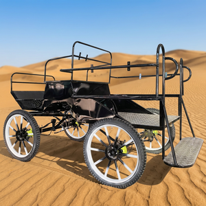 Chariot à chevaux Marathon noir haut de gamme à 4 roues / Chariot à chevaux noir / Carrosse à chevaux Marathon pour 4 passagers - Product Image 1