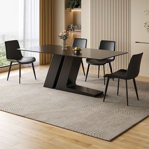 <span class=keywords><strong>Mesa</strong></span> de Comedor Extensible Negra Moderna para 6-8 Personas, con Superficie de Piedra Sinterizada y Patas de Metal, para Uso en Hoteles y Hogares - Product Image 3