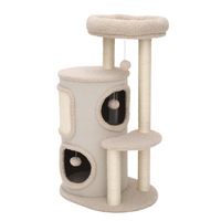 Arbre à chat écologique en fausse fourrure pour petit appartement, avec structure d'escalade, espace de jeu et nid, intégré pour toutes les saisons