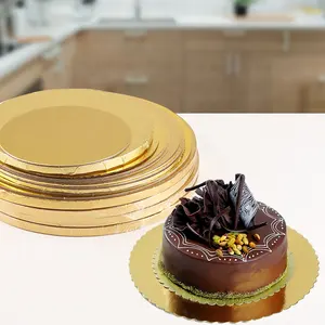 2毫米金色圆形蛋糕板，带波浪防水蛋糕板