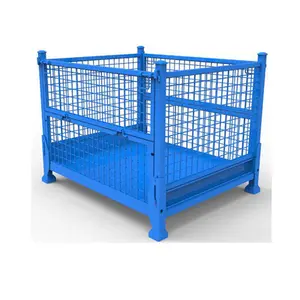 Logistique industrielle panier métallique pliable personnalisé durable de haute qualité boîte en maille d'acier pliable cage de stockage pliable