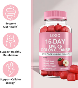 Vinaigre de cidre de pomme de haute qualité 15 jours Foie Colon Cleanse Detox Gummies Soutient la digestion et l'immunité pour les adultes - Product Image 4