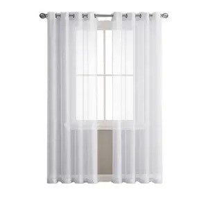 Net Solid White Sheer Voile Lace Window Curtain Fabric modern style drapery treatment Manufacturer curtains