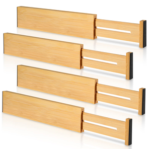 Organiseurs de tiroirs de cuisine 100% bambou, réglables et extensibles, lot de 4 - Product Image 1