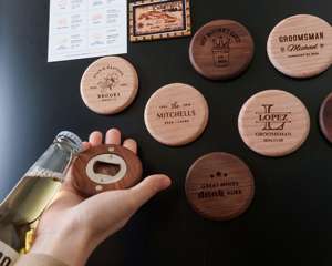 בקבוק צורה עגולה עץ שונה צנוברים רכבת רכבת מקרר מגנט מקרר מדבקה בר קישוט פותחן בקבוק בירה - Product Image 2