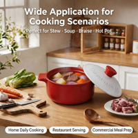 Marmite à soupe minimaliste en céramique haute température, compatible induction et gaz (feu nu), avec couvercle, lavable au lave-vaisselle, en matériau Spodumène, pour batterie de cuisine