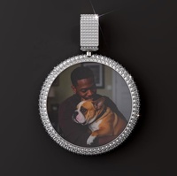 Pendentif photo Hip Hop en or 14K/18K avec diamants de laboratoire ronds, breloque mémoire de lettre personnalisée et bijoux en or rose glacé