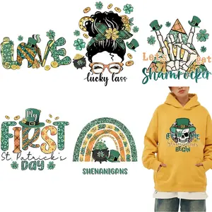 Iron on Patches St. Patrick's Day Clover Heat Transfer Clothes Thermal transfer stickers Decoration Printing