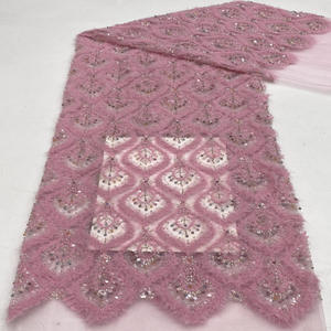 Cordón peludo + cuentas + bordado de lentejuelas, vestido sencillo, ropa infantil, zapatos, bolsos, sombreros, tela <span class=keywords><strong>con</strong></span> bordado de cuentas - Product Image 1