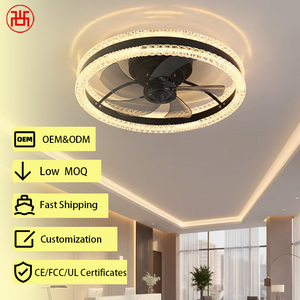 Ventilador de Techo LED de Lujo Nórdico, Moderno, de Metal, con Motor de CC, Control Remoto, Control por Aplicación, Ahorro de Energía, Diseño Silencioso, 80 CRI, Eléctrico - Product Image 1