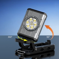 Lampe de travail LED rechargeable multifonctionnelle, 360° ° Pince rotative, crochet magnétique, lumière d'avertissement rouge et bleue et lumière ambiante RVB