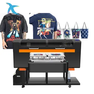 PO-TRY New Updated Industrial Double Station Customized Color DTG Printer T-shirt Digital Machine