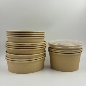 Envase Redondo de Papel Kraft Desechable para Comida para Llevar, Tamaño Grande 1300ML 1450ML, con Tapa - Product Image 1