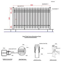 6FT x 8ft dễ dàng lắp ráp ngoài trời bột màu đen sơn kẽm vườn thép rèn sắt giá rẻ hàng rào tấm thép picket hàng rào - Product Image 6