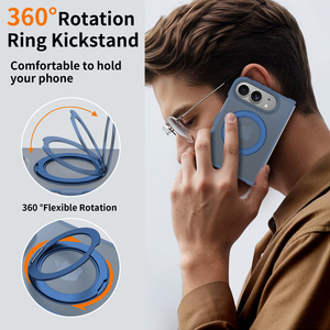 Étui Duo pour <span class=keywords><strong>iPhone</strong></span> Premium Bleu Mat Doux au Toucher avec Support Rotatif Réglable Antichoc Personnalisé Magnétique pour Téléphone Portable en Gros - Product Image 5