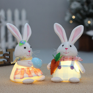 Easter Glowing Bunny Doll Ornament Fabric Rabbit Decoration With Light Up Feature For Easter Gift - Product Image 1