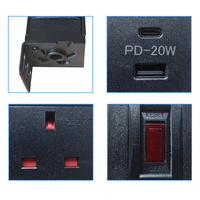 Bloc d'alimentation multiprise sur rack avec protection contre les surtensions, 3 prises britanniques 13A CA, multiprise PDU avec USB PD 20W