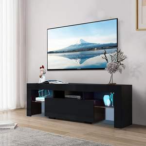 ブラックウッドLED <span class=keywords><strong>TV</strong></span>スタンド引き出し付き65インチテレビスタンド用モダンエンターテインメントセンターLEDTVキャビネット - Product Image 1