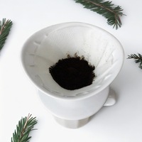 Cangkir Filter Kopi Keramik Putih Gaya Dripper Seduh Manual Dengan Pegangan untuk Set Aksesori Pembuat Espresso Satu Porsi