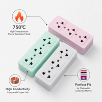 Adaptateur de prise mobile industriel en laiton et ABS, trois couleurs, 10A, neuf trous, pour prises européennes, thaïlandaises et cambodgiennes, vente en gros