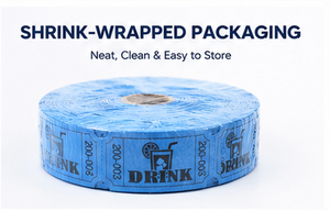 Rollo de Tickets para Bebidas de 2 Pulgadas, Papel Grueso Azul Brillante, Perforado, Fácil de Rasgar, Impresión Digital con Logotipo DRINK - Product Image 6