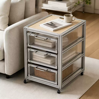 Armoire de rangement multi-tiroirs en profilé aluminium, table de chevet mobile, table d'appoint roulante pour chambre à coucher, salon