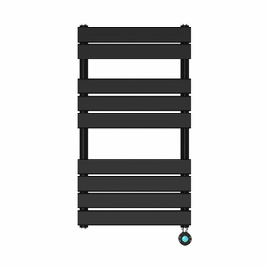 Sèche-serviettes électrique élégant noir à tube <span class=keywords><strong>plat</strong></span> pour salle de bain - Product Image 1