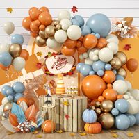 Kit d'arche de guirlande de ballons 'Fall in Love' en latex et feuille d'aluminium, couleurs Bourgogne, Orange, Or, Bleu, Marron, motif feuille d'érable, pour décoration de fête d'automne et Thanksgiving