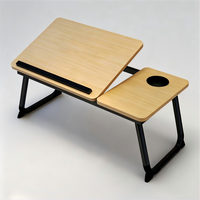 Bureau portable pour ordinateur portable en bois, réglable sur cinq vitesses, design moderne, pliable, petite table de lit pour la maison ou le bureau, en MDF
