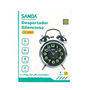 Sanda <b>Silent</b> Alarm <b>Clock</b> with Luminous Light Traditional Design Metal Construction AA Battery Operated Not Included - Product Image 2
